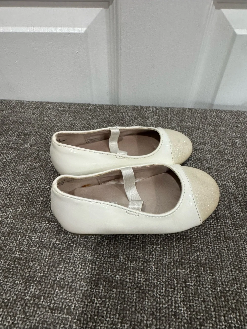 The Children's Place Cream Glitter Toe Mary Jane Flats